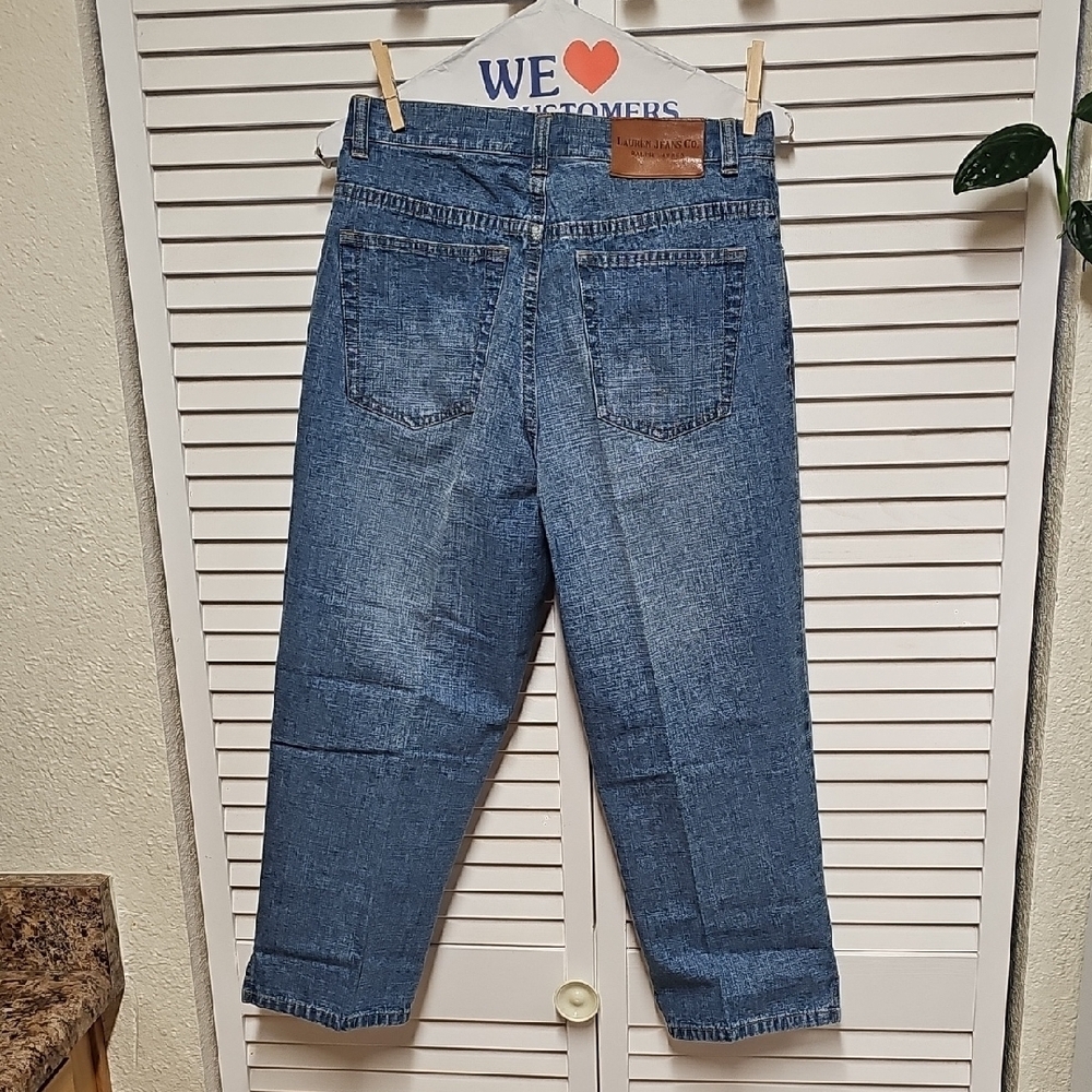 EUC Ralph Lauren High Waist Relaxed Fit Faded Blue Denim Capri Jeans Sz 4